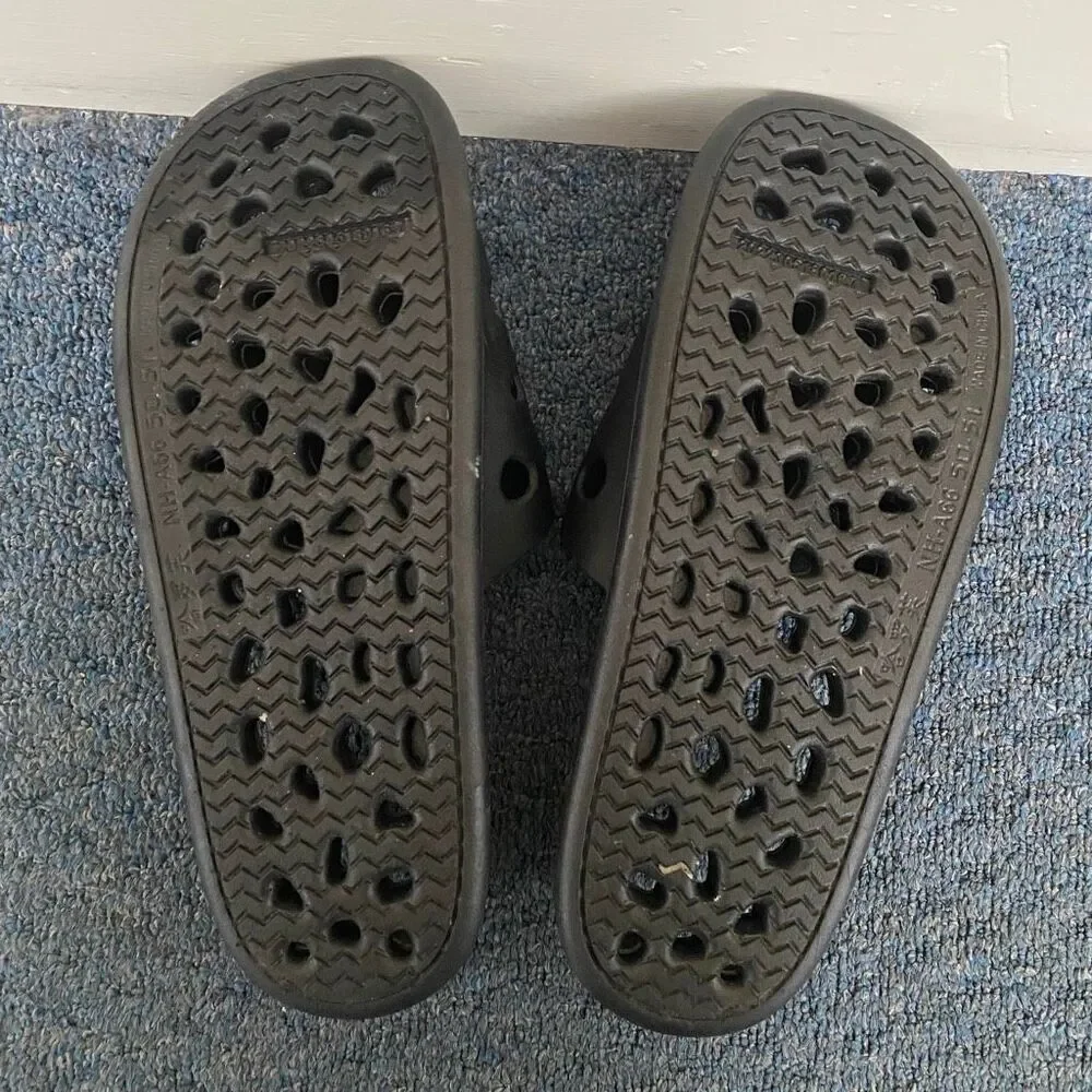 Enjoyall shoes men 12 slip on sandals w/hollow cut out holes black & white